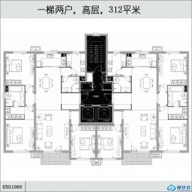 HX01089一梯两户，高层，312平米