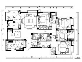 [杭州]现代简约精致四居室装修设计施工图（含实景图）