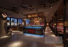 工业风咖啡厅酒吧3d模型工业风格复古清新风饮品厅3dmax模型