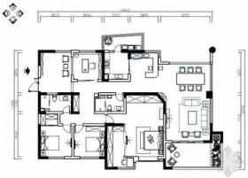 [成都]220㎡典雅中式风情五居室CAD装修施工图