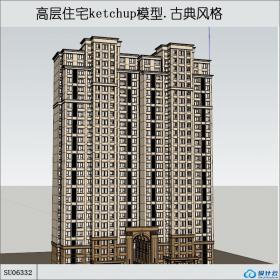 SU06332高层住宅，西方古典元素，33层