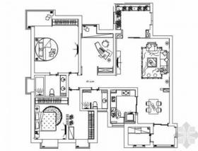 [陕西]高档住宅区现代风格三居室室内装修施工图（含效果...