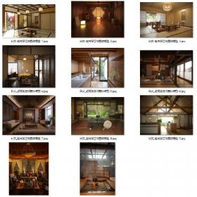 日式风格3d模型家装工装室内设计 卧室客厅书房餐厅3dmax模型