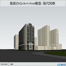 SU01263某城市高层办公楼群组设计su模型
