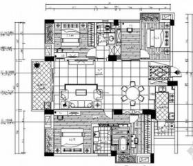 [广东]独特简欧风格四居室样板间装修施工图（含效果及实...