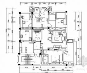 豪华欧式田园风格三居室样板间室内装修施工图（含效果）