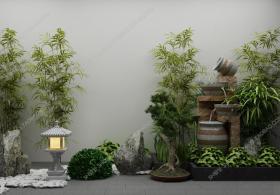 新中式绿植景观园艺小品3D模型