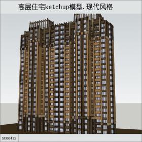 SU06412一梯三户高层住宅，现代主义风格，23层
