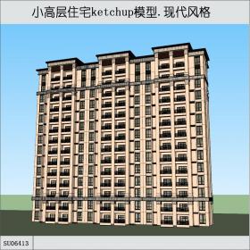 SU06413小高层住宅，现代主义风格，14层