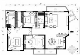 雅致简约现代三居室样板间CAD装修施工图（含效果）