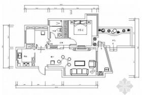 [江苏]常熟现代简约风格一居室装修CAD施工图（含实景图...