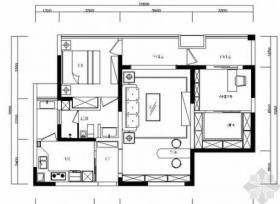 休闲简约田园风情两居室样板间CAD装修施工图（含效果及...