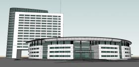 SU00447办公楼，现代主义，19层，半圆形裙房
