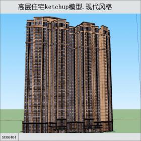 SU06404高层住宅，现代主义风格，34层