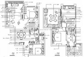 [湖北]世界硒都简约美式风格复式样板间CAD装修施工图（...