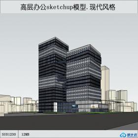 SU01230一套高层办公楼现代设计su模型草图大师资源