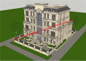 NO01337欧式大别墅精细su模型分层组件可编辑cad图纸平立剖全