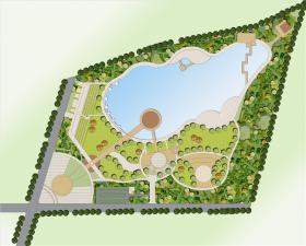 TU03105公园景观广场设计方案cad总图+PSD彩平分析图