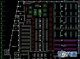 T325超市平面图卖场购物中心布局商场规划设计CAD平面图施...