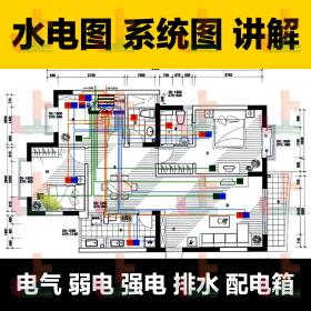 T2099室内设计装修装饰水电图纸讲解电路电气家装系统图集...