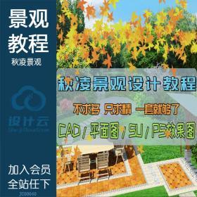 R123秋凌景观 园林设计SU建模渲染 CAD施工PS彩平效果图教...