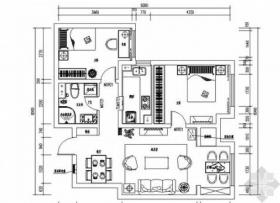 现代中式淡雅二居室住宅室内设计CAD施工图含效果