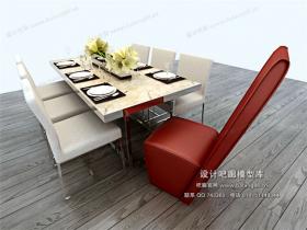 现代餐桌3Dmax模型 (3)