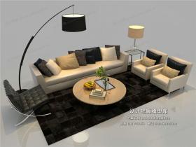 现代风格沙发组合3Dmax模型 (9)
