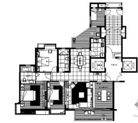 现代简约四居室精装样板房施工图（含效果）