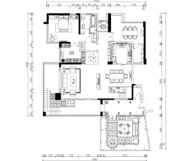 豪华四居室中空别墅装修施工图+效果图+模型