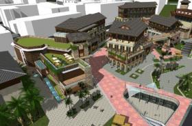 东南亚风格热带风情街建筑模型设计
