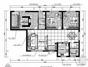 简洁优雅现代风格三居室装修施工图（含效果图）