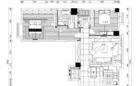 后现代风格三居室施工图设计（附效果图）