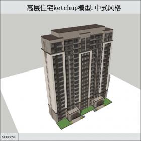 SU06690高层住宅，中式，18层