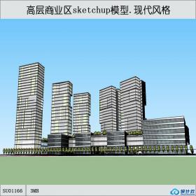 SU01166高层商业区大楼设计带周边环境s模型草图大师文件分享