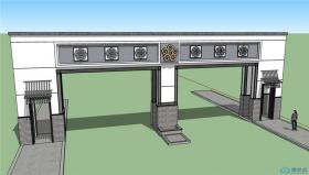 SU01042小区大门设计学生作品su模型草图大师sketchup