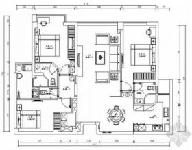 [福建]现代高档三居室样板间装修施工图（含效果）