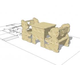 儿童桌椅SU模型 (4)