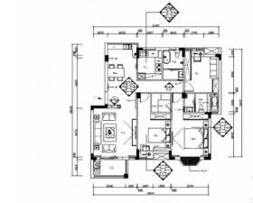 [江西]现代新中式三居室样板间CAD装修施工图（含效果）