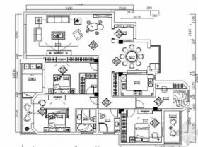 [江苏]原创异域风情新中式风格四居室室内装修施工图（含...