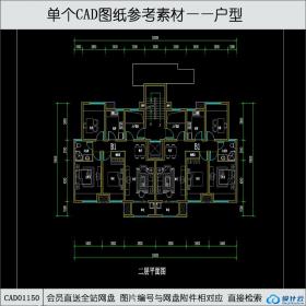 CAD01150一梯两户住宅cad图纸