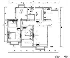 蝴蝶湾美式三居室样板房设计施工图（附效果图）