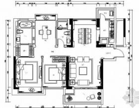 [广东]娴静舒适独具风格的样板间室内施工图（含效果图）