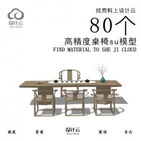 R939/80个高精度桌椅su模型