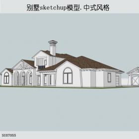 SU07055别墅，中式风格，现代主义风格，2层