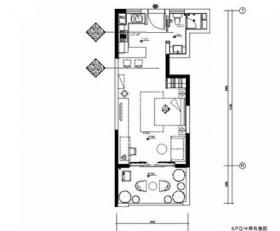 [上海]小型现代简约风格一居室室内装修施工图（含效果）