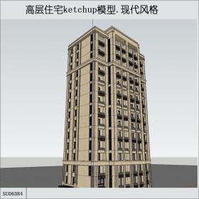 SU06384高层住宅，现代主义风格，15层