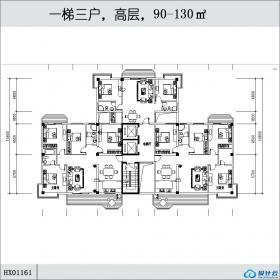 HX01161一梯三户，高层，90-130㎡