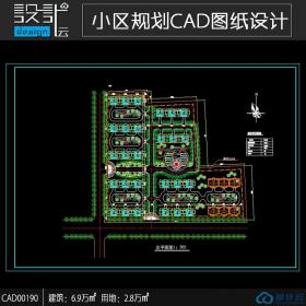 小型生活居住区方案设计cad总图用地2.8万总建筑面积6.9万...