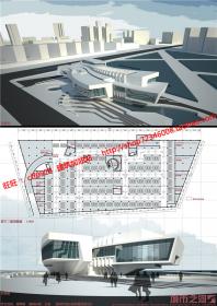 WB00233现代异形展览馆精品设计作品高校建筑学作业展板8页